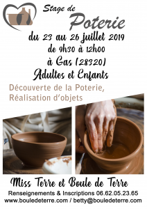 affiche stage poterie du 23 au 26 juillet