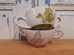 dinosaure et papillon bols personnalisés en céramique artisanale made in France fabriqué en France 2
