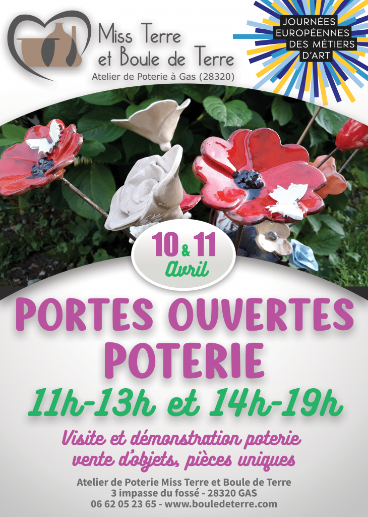 affiche portes ouvertes poterie avril2021 journées européennes des métiers d'art