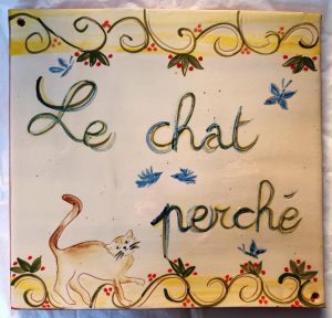 plaque céramique artisanale le chat perché