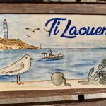 plaque de maison personnalisée oiseau mouette bord de mer, phare, bateau, ancre, ti laouen