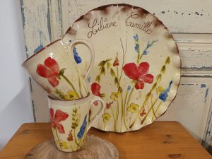 plat et mugs personnalises poteries theme champetre