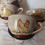 tasse artisanale unique lapin chouette coq