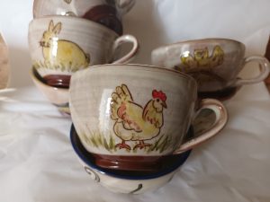 tasse artisanale unique lapin chouette coq