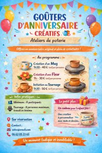Animation poterie pour un anniversaire d’enfant Animation poterie pour un anniversaire d’enfant