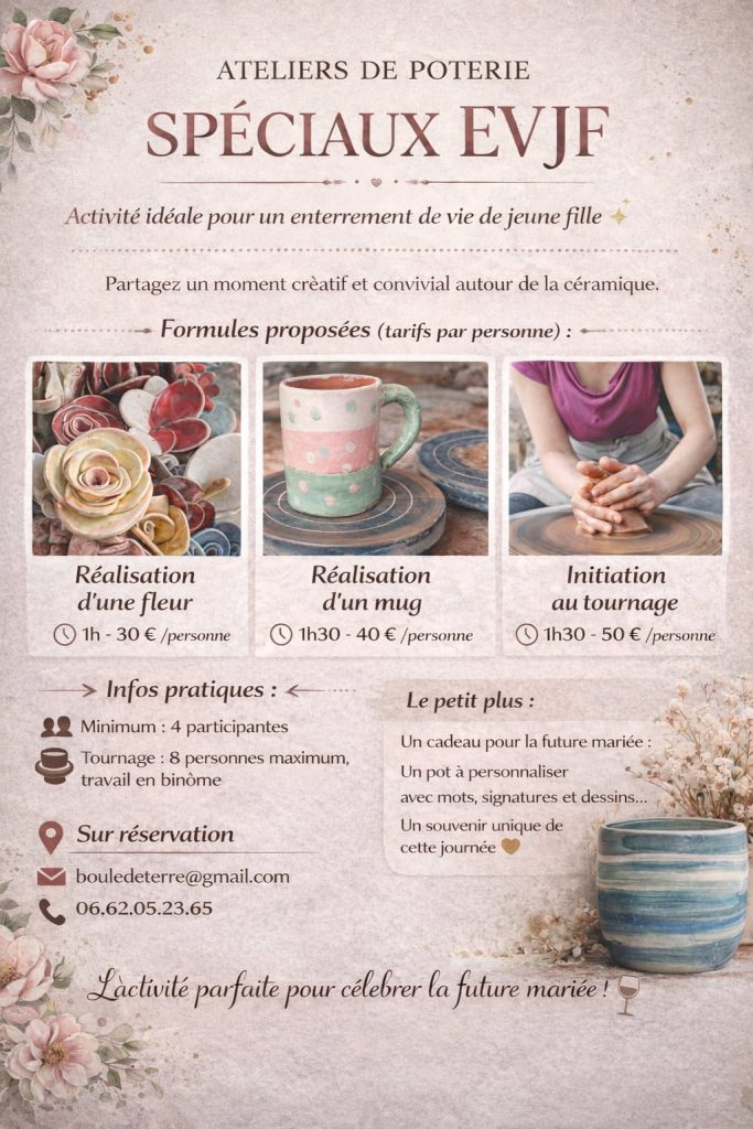 evjf enterrement de vie de jeune fille activité poterie