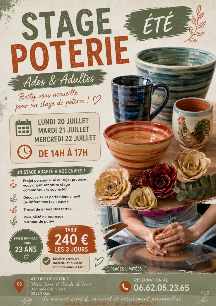 stage de poterie été 2026